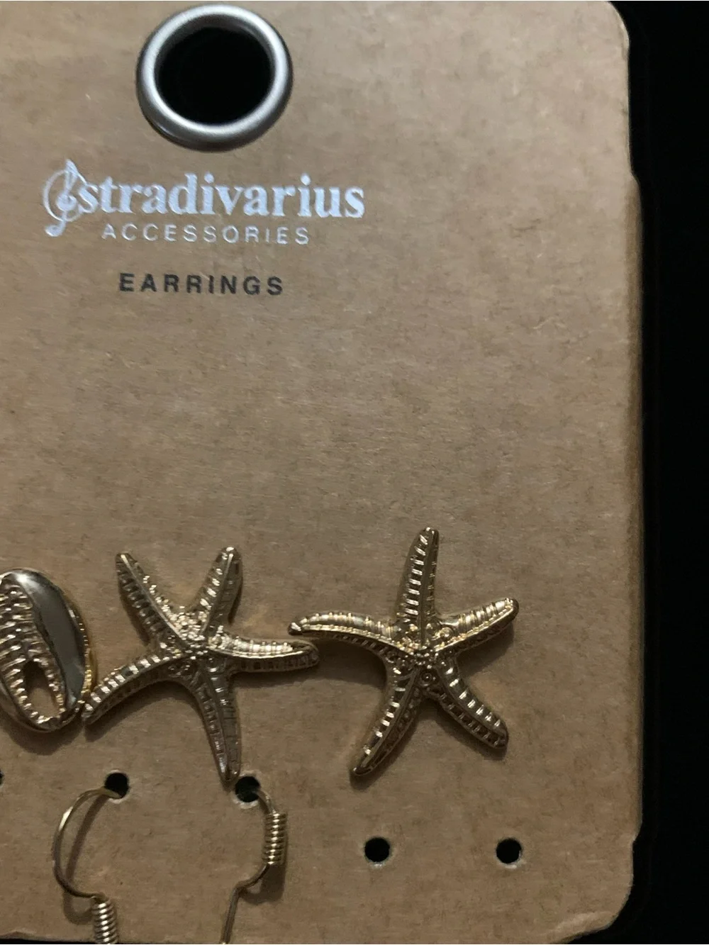 Stradivarius Gold Sea-Inspired Earring Set with White Shell Accents - 4 Pairs